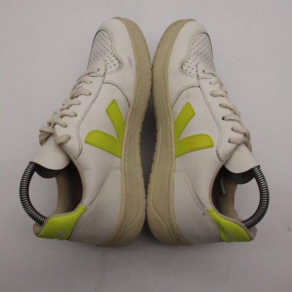 Veja V 10 Women's Size 8  White Green Leather Lace Up Logo Sneakers Lace Up - Picture 6 of 10